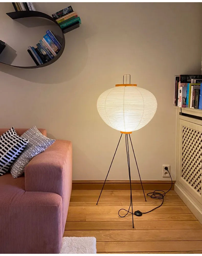 Rice paper floor top lamp
